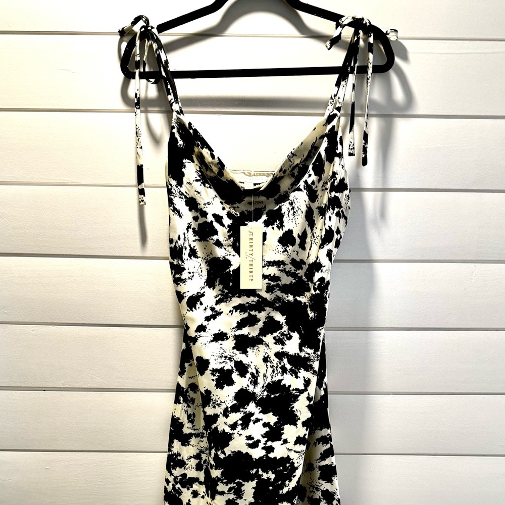 Elegant Black and White Midi Dress